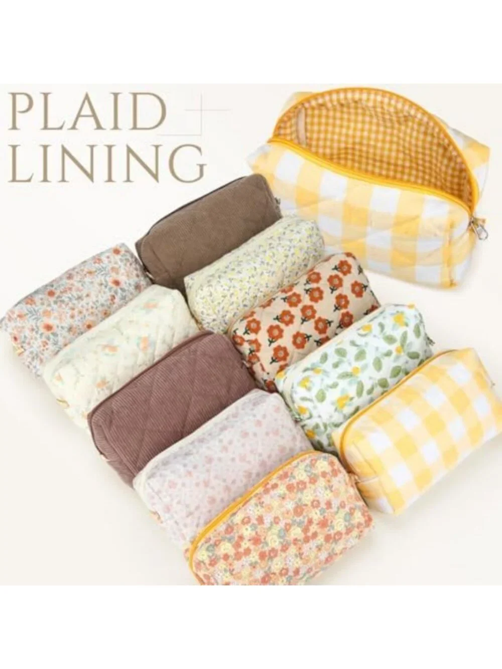 10 Pcs Quilted Makeup Bag Set | Bridesmaid Gift | Christmas Gift Idea